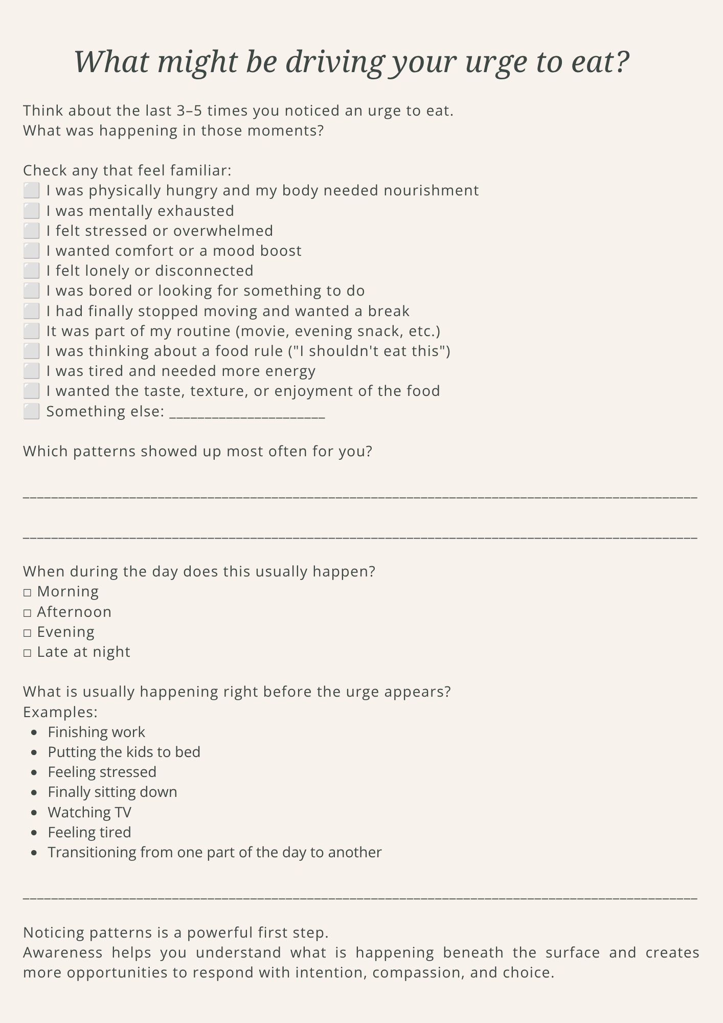 Guide page: What might be driving your urge to eat?